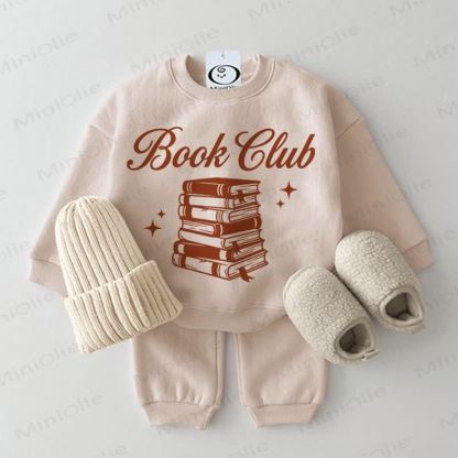 BOOK CLUB Baby Beige Sweatshirt 2-piece Set - Beige - 2-3T - image 1