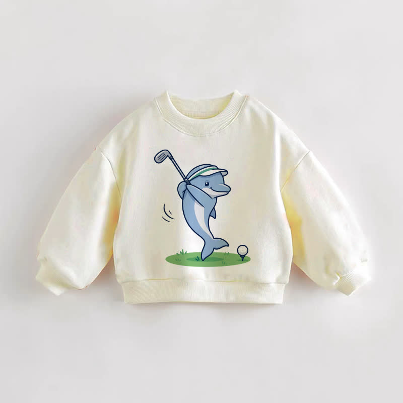 Baby Toddler Golfing Dolphin Cream Sweatshirt - Cream - 3-5T - image 1