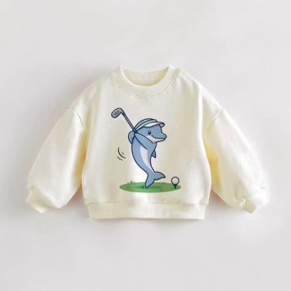 Baby Toddler Golfing Dolphin Cream Sweatshirt - Cream - 3-5T - image 1