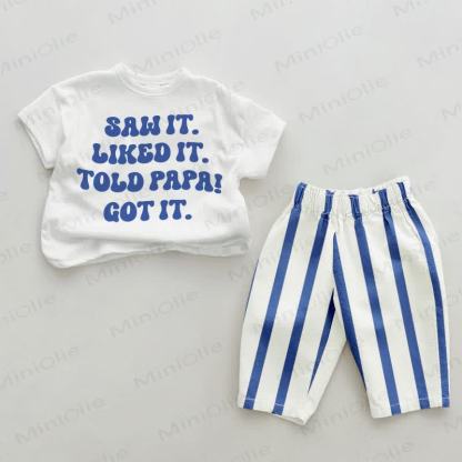 SAW IT. LIKED IT. TOLD PAPA! GOT IT. Baby Blue Vertical Striped 2-piece Set - White&Blue - 2-3T - image 1