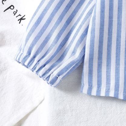 Baby Girls Bow Blue Stripe Long Sleeve Shirt and Denim Pants 2-piece Set - image 4