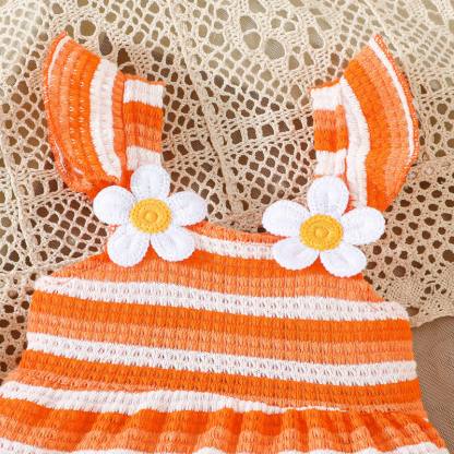 Baby Girls Strap Striped Ruffle Hem Top and Shorts 2-piece Set - image 6