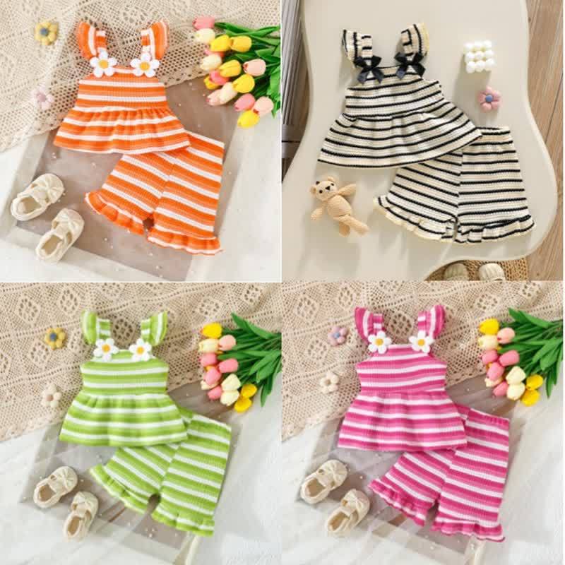 Baby Girls Strap Striped Ruffle Hem Top and Shorts 2-piece Set - image 1