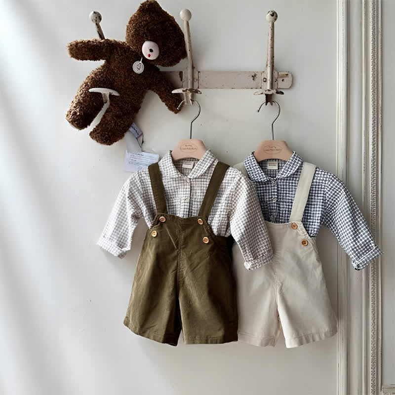Toddler Baby Vintage Pliad Shirt/Corduroy Overall - image 1