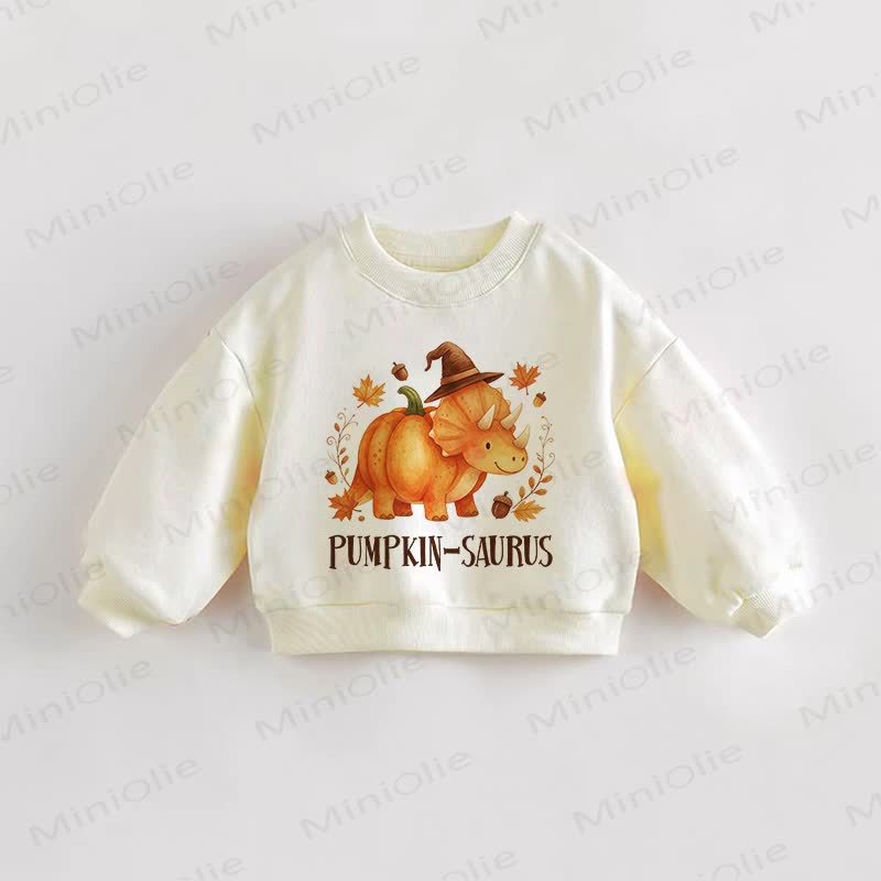 PUMPKIN-SAURUS Baby Toddler Sweatshirt - Cream - 3-5T - image 1