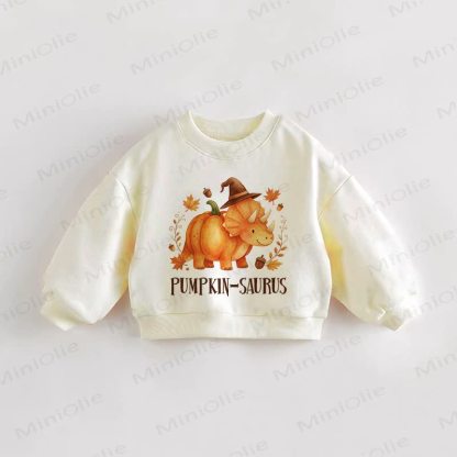 PUMPKIN-SAURUS Baby Toddler Sweatshirt - Cream - 3-5T - image 1