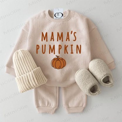 MAMA'S PUMPKIN Baby Beige Sweatshirt 2-piece Set - Beige - 2-3T - image 1