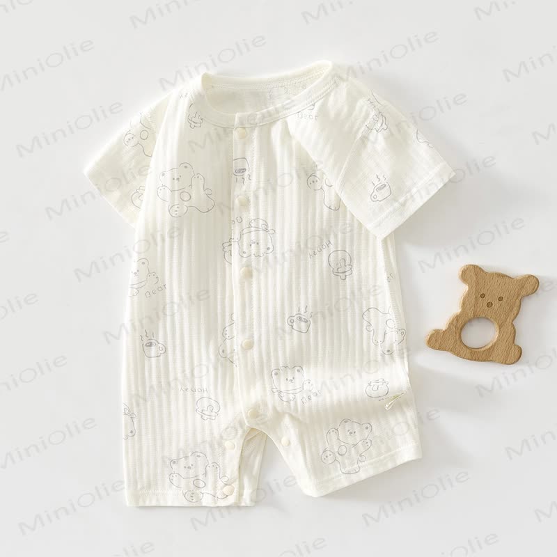Baby Bear/Bunny Print Short Sleeve Romper - Bear - 18-24M - image 1