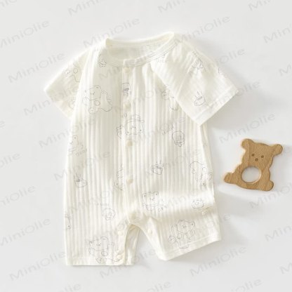 Baby Bear/Bunny Print Short Sleeve Romper - Bear - 18-24M - image 1
