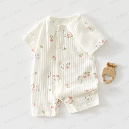 Baby Bear/Bunny Print Short Sleeve Romper - Bunny - 18-24M - image 3