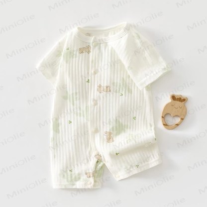 Baby Bear/Bunny Print Short Sleeve Romper - Leaves - 18-24M - image 5