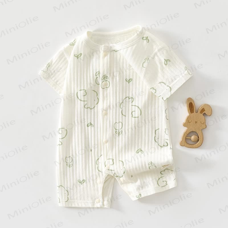Baby Bear/Bunny Print Short Sleeve Romper - Green Bunny - 18-24M - image 4