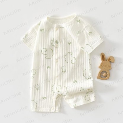 Baby Bear/Bunny Print Short Sleeve Romper - Green Bunny - 18-24M - image 4