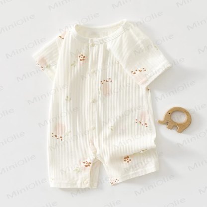 Baby Bear/Bunny Print Short Sleeve Romper - Pomegranate - 18-24M - image 6