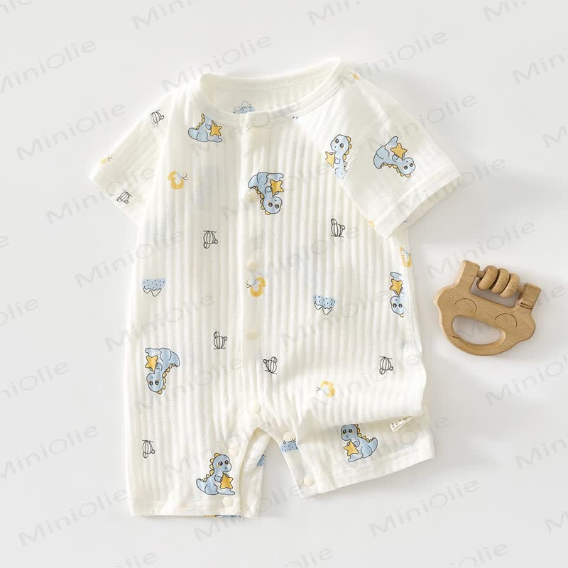 Baby Bear/Bunny Print Short Sleeve Romper - Dino - 18-24M - image 7