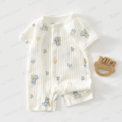 Baby Bear/Bunny Print Short Sleeve Romper - Dino - 18-24M - image 7