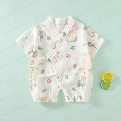 Baby Animal/Flower Cotton Gauze Kimono - Bunny - 18-24M - image 3