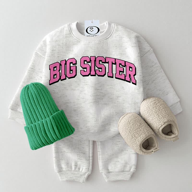 BIG SISTER Baby Light Grey 2-piece Sweatshirt Set - Light Grey - 2-3T - image 1