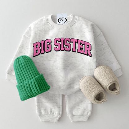 BIG SISTER Baby Light Grey 2-piece Sweatshirt Set - Light Grey - 2-3T - image 1