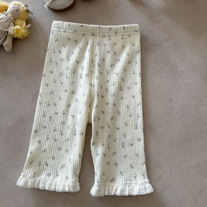 Baby Toddler Girl Ribbed Leggings - Gray Floral - 2-3T - image 3