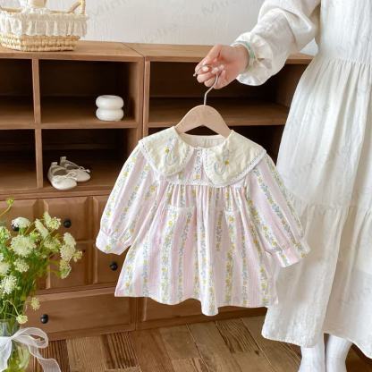 Toddler Girl Floral Long Sleeve Dress - Pink - 6-7T - image 5
