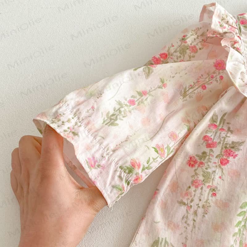 Toddler Girl Floral Ruffle Trim Collar Long Sleeve Dress - image 7