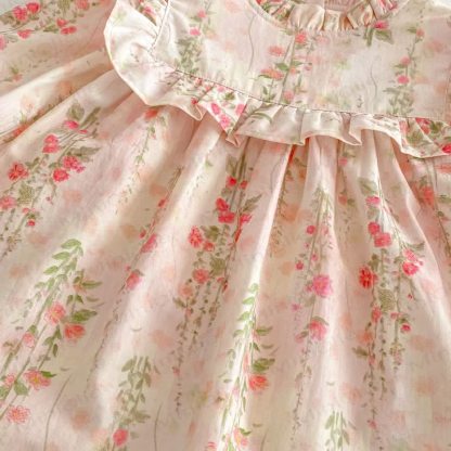 Toddler Girl Floral Ruffle Trim Collar Long Sleeve Dress - image 8