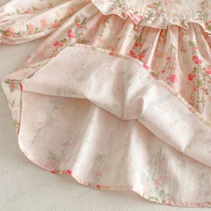 Toddler Girl Floral Ruffle Trim Collar Long Sleeve Dress - image 10