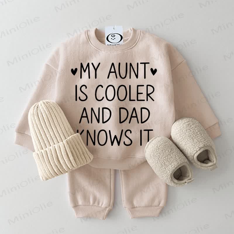 MY AUNT IS COOLER AND DAD KNOWS IT Baby Beige Sweatshirt 2-piece Set - Beige - 2-3T - image 1