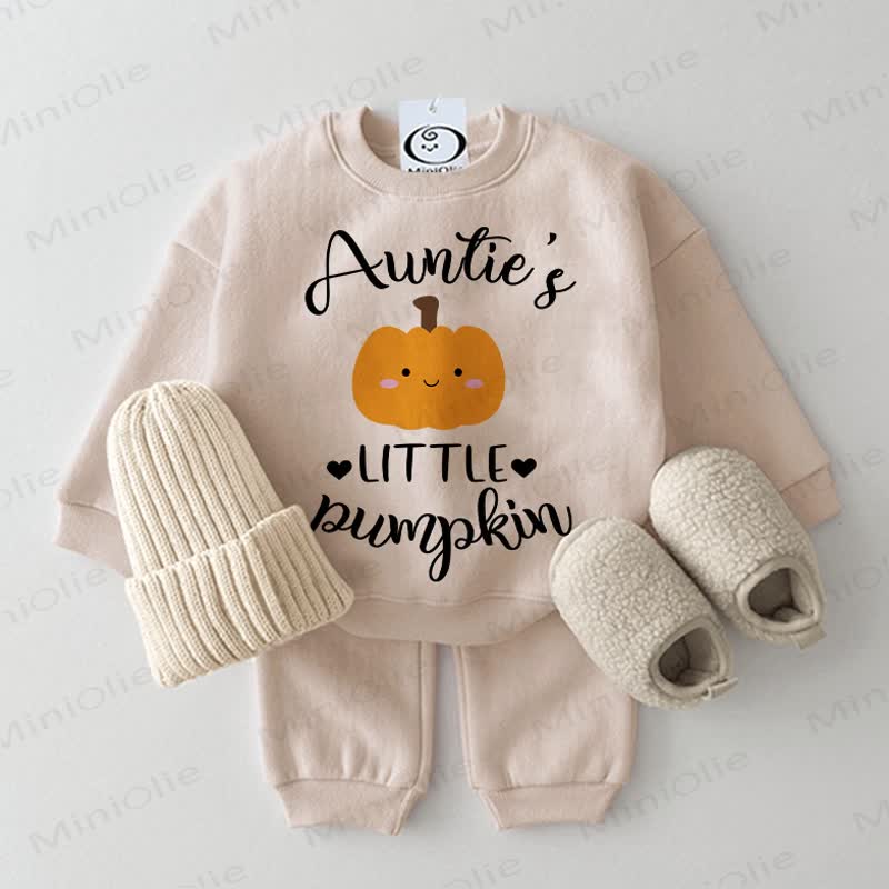 AUNTIE'S LITTLE PUMPKIN Baby Beige Sweatshirt 2-piece Set - Beige - 2-3T - image 1