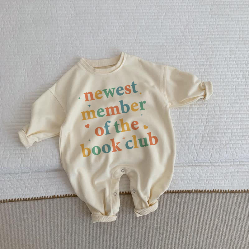 NEWEST MEMBER OF THE BOOK CLUB Baby Toddler Beige Romper - Beige - 2-3T - image 1