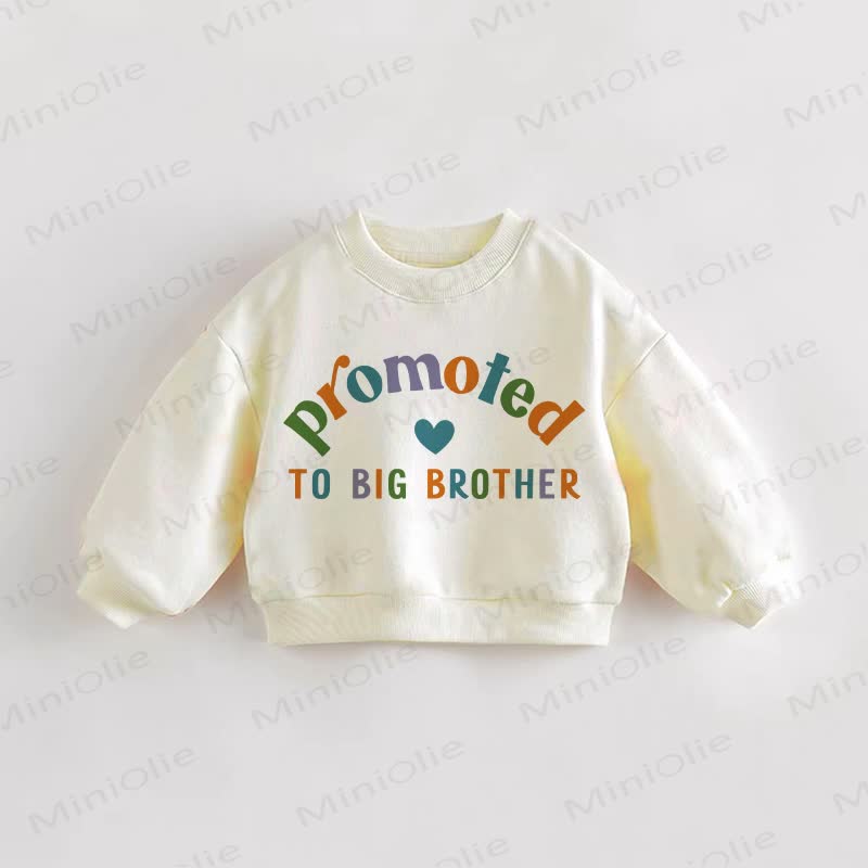 PROMOTED TO BIG BROTHER Baby Toddler Slogan Cream Sweatshirt - Cream - 3-5T - image 1