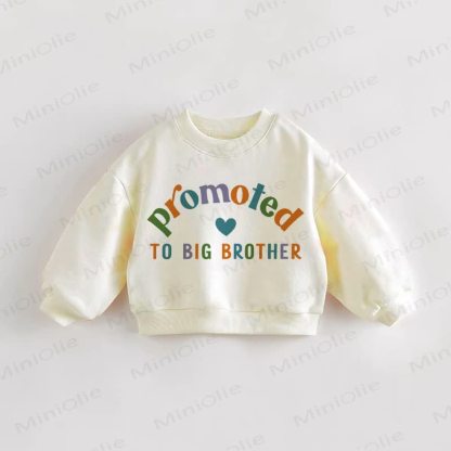 PROMOTED TO BIG BROTHER Baby Toddler Slogan Cream Sweatshirt - Cream - 3-5T - image 1