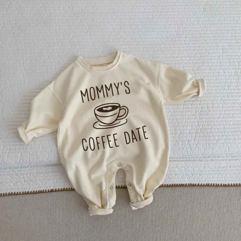 MOMMY'S COFFEE DATE Baby Toddler Beige Romper - Beige - 2-3T - image 1