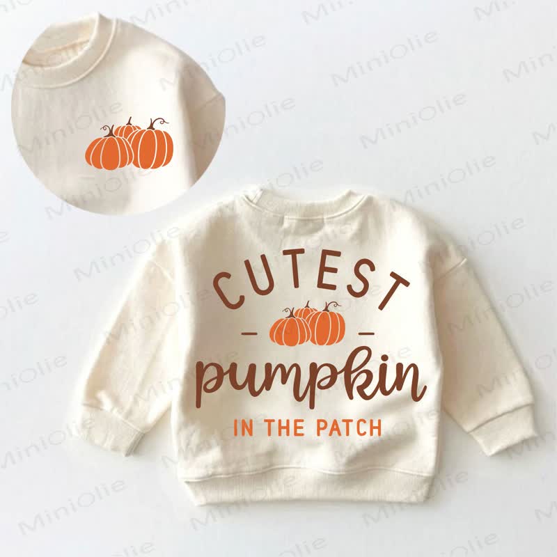 CUTEST PUMPKIN IN THE PATCH Baby Toddler Slogan Cream Sweatshirt - Cream - 3-5T - image 1