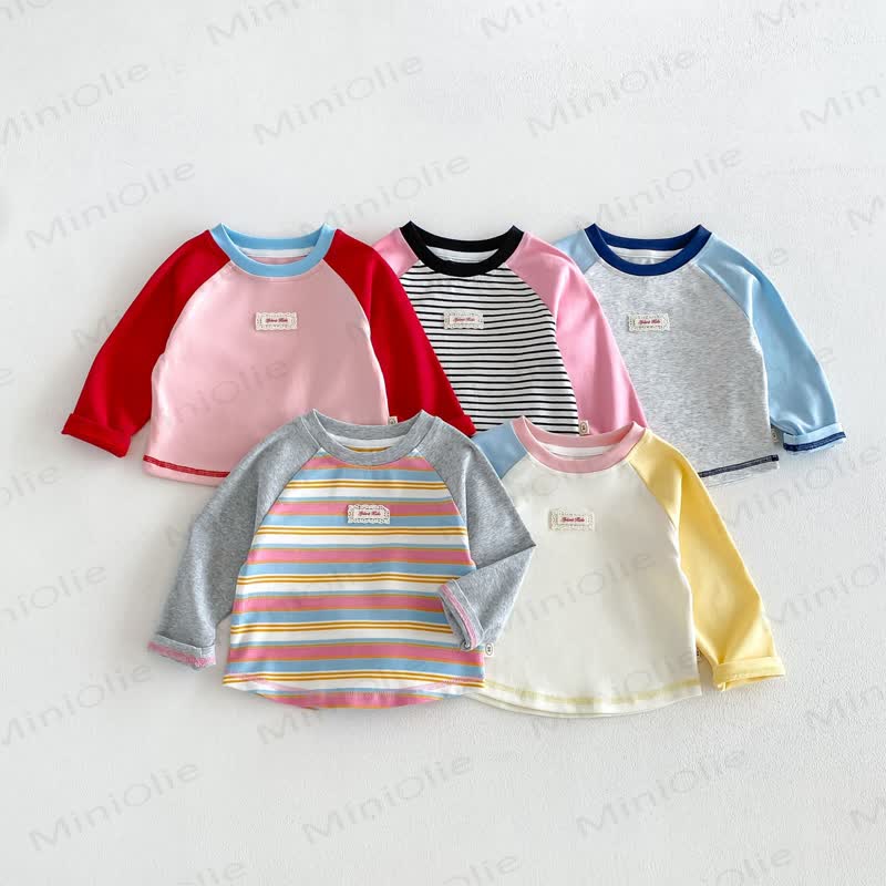 Baby Toddler Lace Label Color Block Long Sleeve T-Shirt - image 2
