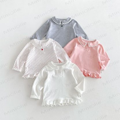 Baby Toddler Girl Lace Peter Pan Collar Long Sleeve T-Shirt - image 1