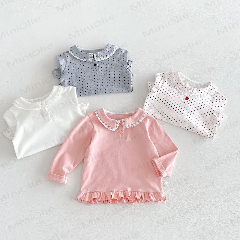 Baby Toddler Girl Lace Peter Pan Collar Long Sleeve T-Shirt - image 2
