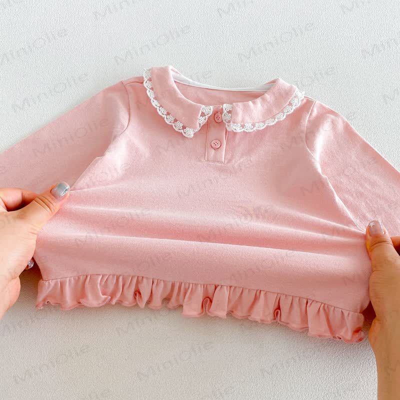 Baby Toddler Girl Lace Peter Pan Collar Long Sleeve T-Shirt - image 13