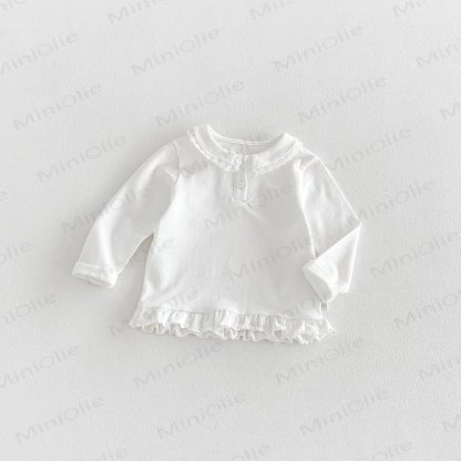 Baby Toddler Girl Lace Peter Pan Collar Long Sleeve T-Shirt - White - 6-7T - image 6