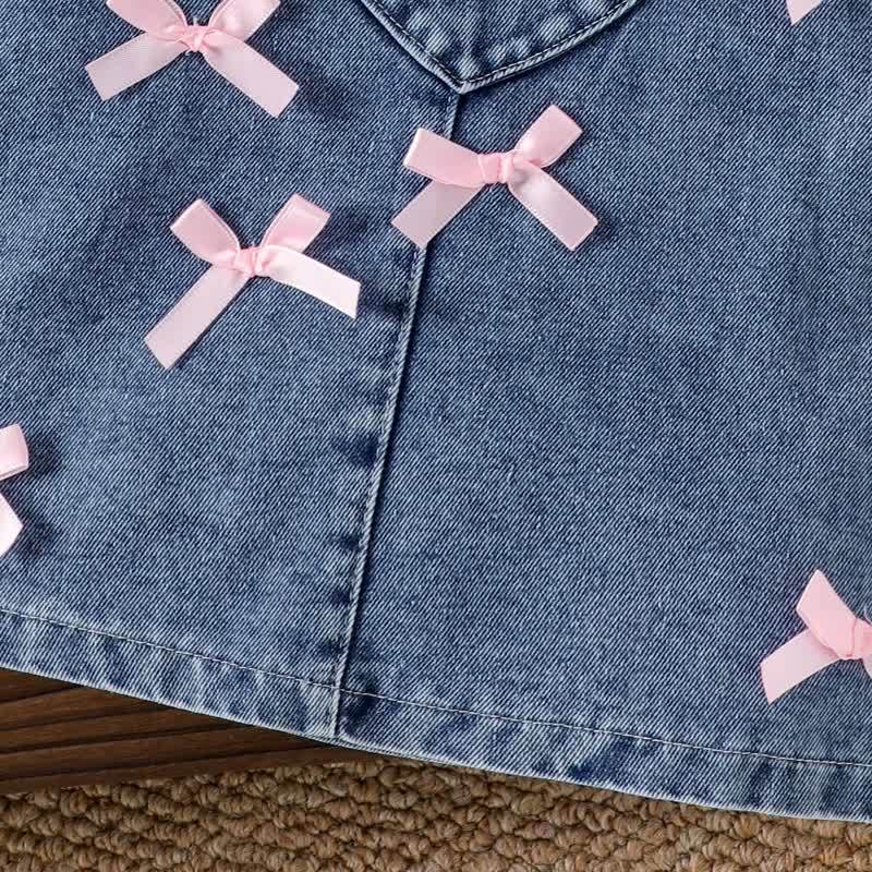 Baby Girl Long Sleeve Top and Heart Denim Pinafore 2-piece Set - image 6
