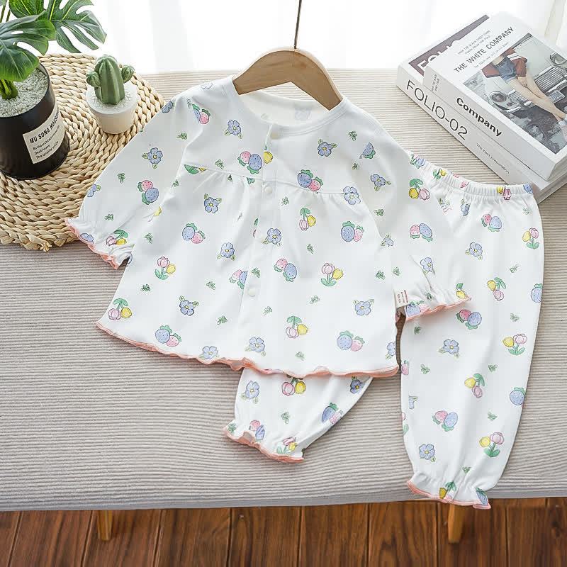 Toddler Girl Animal/Fruit Print Pajama 2-piece Set - White Strawberry - 3-4.5T - image 4
