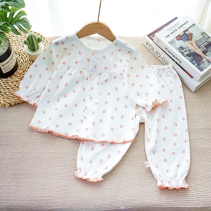 Toddler Girl Animal/Fruit Print Pajama 2-piece Set - White Mushroom - 3-4.5T - image 2