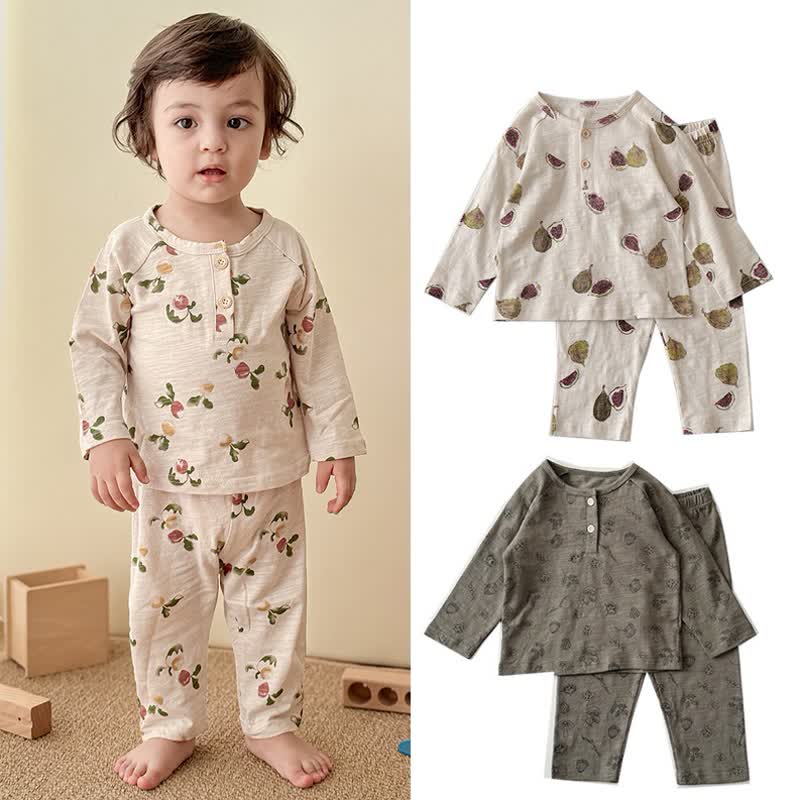 Toddler Baby Beige/Gray Cozy Pajama 2-piece Set - image 1