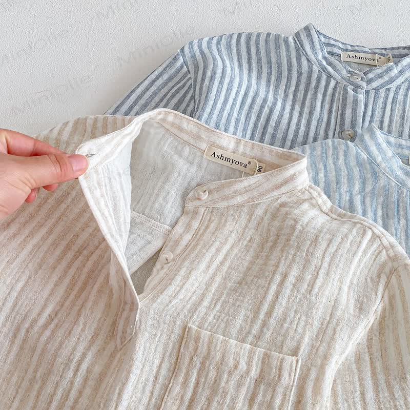 Toddler Kid Vertical Stripe Long Sleeve Linen T-Shirt - image 5