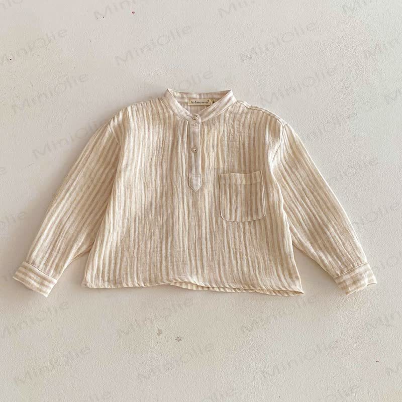 Toddler Kid Vertical Stripe Long Sleeve Linen T-Shirt - image 8