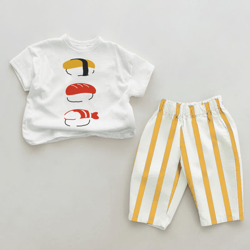 Baby Sushi White&Yellow Vertical Striped 2-piece Set - White&Yellow - 2-3T - image 1