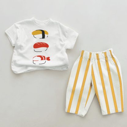 Baby Sushi White&Yellow Vertical Striped 2-piece Set - White&Yellow - 2-3T - image 1