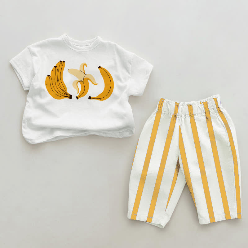 Baby Bananas White&Yellow Vertical Striped 2-piece Set - White&Yellow - 2-3T - image 1