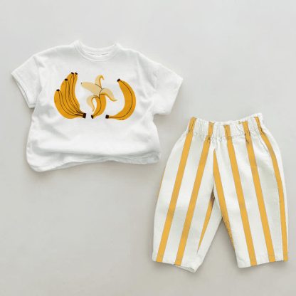 Baby Bananas White&Yellow Vertical Striped 2-piece Set - White&Yellow - 2-3T - image 1